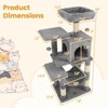 Costway 44” Tall Multi-level Cat Tree with Cushion Top Perch, 2-Entrance Large Cat Condo Beige/Green+Orange/Light Gray/Dark Gray/Pink - 3 of 4