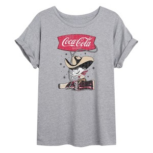 Women's - Coca-cola - Coca Cola Cowboy Oversized Graphic T-Shirt - 1 of 4