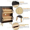 Woven Rattan 2-Tier Shoe Cabinet, Narrow 9.25-Inch Depth with Flip-Drawers & Anti-Tip Design, Holds 12-18 Pairs - 3 of 4