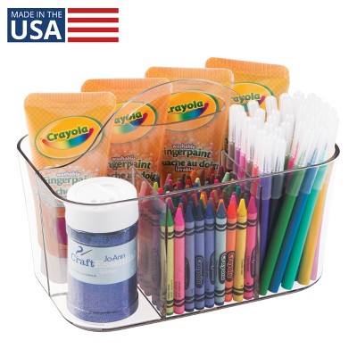 mDesign Plastic Sewing & Craft Storage Organizer Caddy Tote with Handle, Clear, USA Made