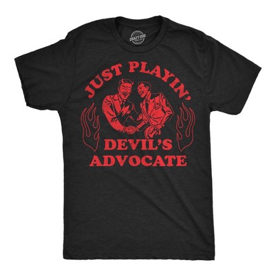 Mens Funny T Shirts Just Playing Devils Advocate Sarcastic Satan Graphic Novelty Tee For Men - Crazy Dog Men's T Shirt