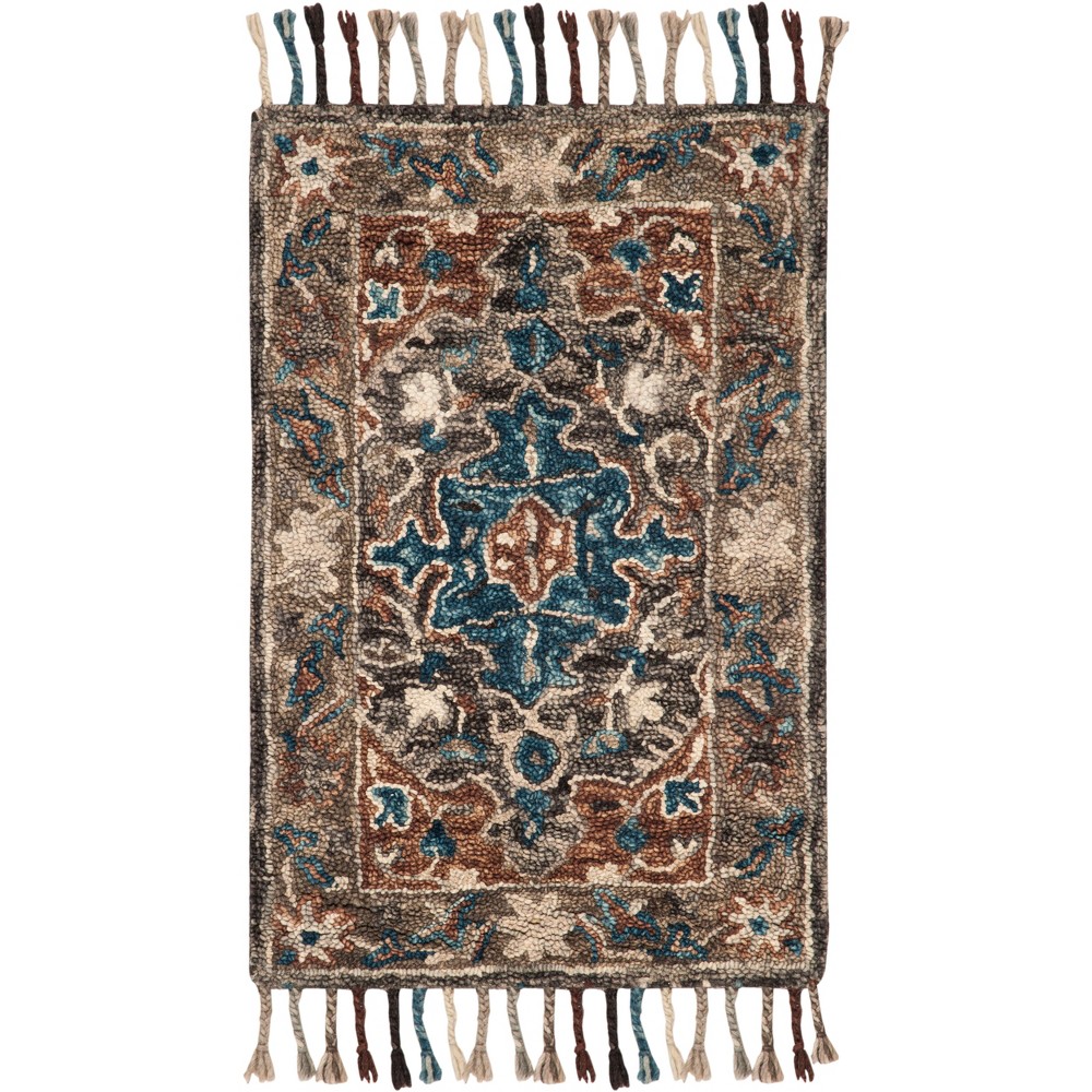  Floral Tufted Accent Rug Charcoal/Light Brown