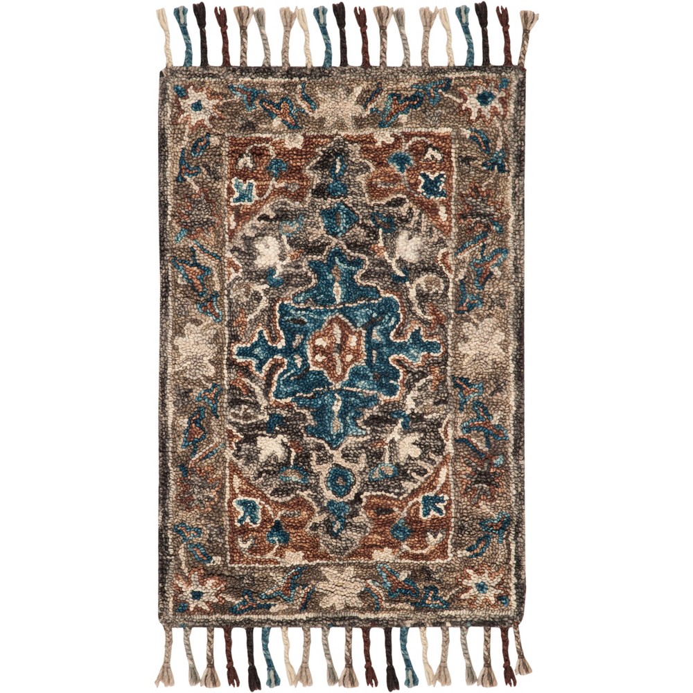 2'x3' Floral Tufted Accent Rug Charcoal/Light Brown - Safavieh