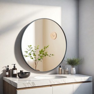FURNIinspire Bathroom Vanity Mirrors 30 Inch Round Wall Mirror, Circle Bathroom Mirrors For Over Sink, Bathroom, Entryway, Black , 30"*30" - 1 of 4