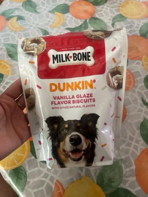 Milk bone Dunkin Donut Vanilla Glaze Flavor Dipped Crunchy Dog Treats 8oz Target