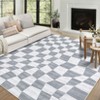 Washable Rug 8x10 Abstract Checkered Non Slip Area Rug Foldable Stain Resistant Geometric Floor Cover Ultra Soft Low Pile Modern Accent Throw Carpet - 4 of 4