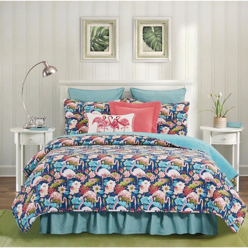 C&F Home Flamingo Lagoon Cotton Quilt Set - Reversible and Machine Washable, 2 of 10