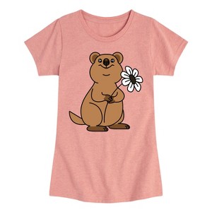 Girls' - Instant Message - Quokka Flower Fitted Short Sleeve Graphic T-Shirt - 1 of 4