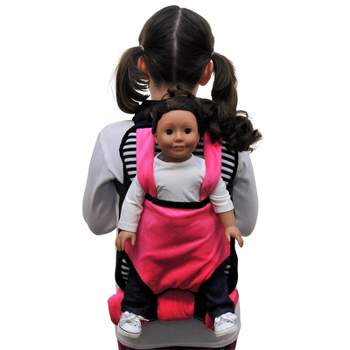 The Queen' Treasures 18 In Doll Carrier and Sleeping Bag, Black White Pink