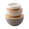 Thirstystone Ceramic Serving and Mixing Bowls with Acacia Wood Lids, Set of 3 Nesting Bowls for Food Prep, Storage, and Holiday Serving - 3 of 4