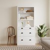 Acekool Modern Bookshelf with 3 Drawers and 3 Shelves, White Storage Cabinet, Wide Base, Anti-Tip Safety, for Living Room Bedroom Office - 3 of 4