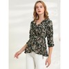 INSPIRE CHIC Women's Floral Print V Neck Tie Waist Ruffle Neck Chiffon Wrap Shirt - 4 of 4
