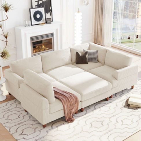 Modular Sectional Sofa with Ottoman L Shaped Corner Sectional for Living Room Office Spacious Space