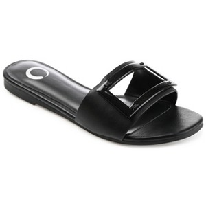 Journee Collection Womens Clair Tru Comfort Foam Slide Low Block Heel Sandals Black 6 - 1 of 4