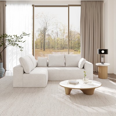 WJSHome 104 Inch Modular Sectional Cloud Couch, Boneless Sofa with Deep Seat, Comfy Fluffy Couch with L-Shaped Chaise,Left-Facing Chaise