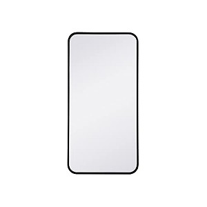 Elegant Lighting Soft corner metal rectangular mirror 18x36 inch in Black - 1 of 4