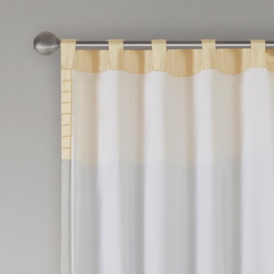 Yellow and Gray Faux Silk Light-Filtering Curtain Panel