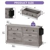 59inch Wide 6 Drawers Dresser with Air-Purifier Wood Rustic Chest of Drawers with Nice Texture Vintage Design Storage Dressers Organizer - 2 of 4