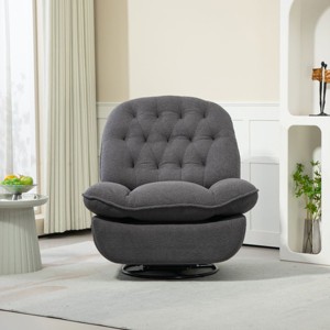 360° Swivel Recliner Adjustable Chair Chenille Swivel Reclining Glider Single Chaise Lounge Sofa Chair With Black Metal Round Base-Cuddlewood - 1 of 4