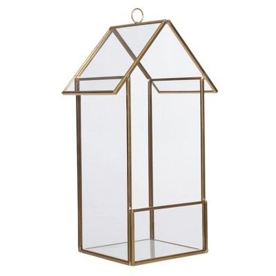 Transpac Glass/Metal Gold Terrarium House Home Decorations Spring