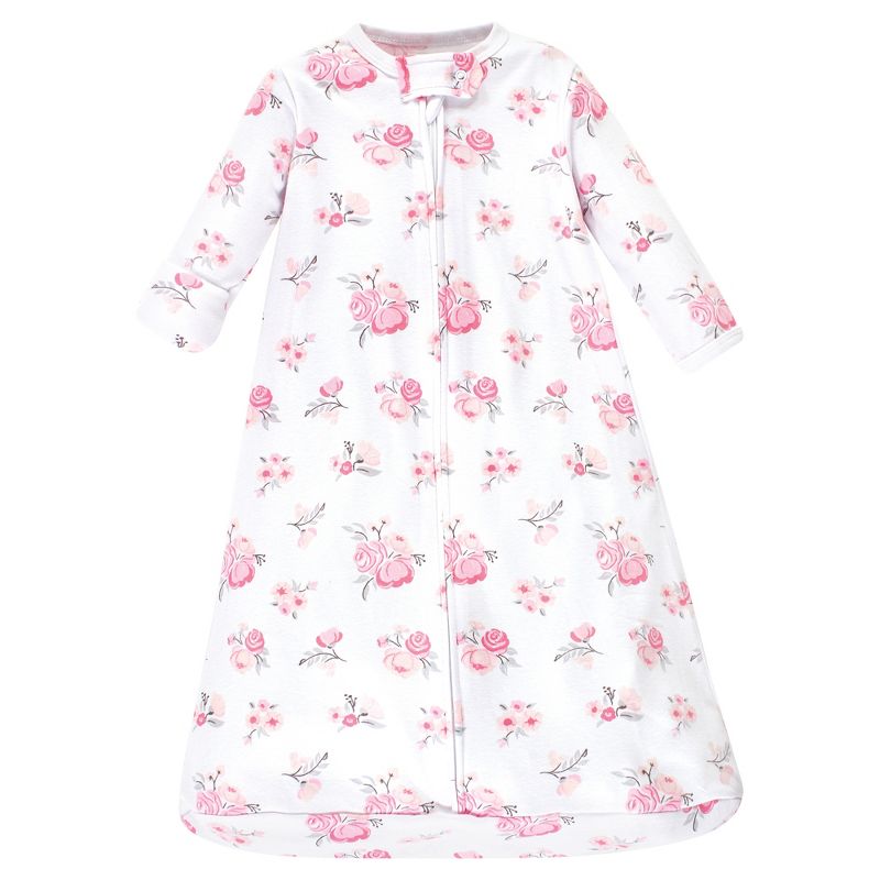 Hudson Baby Infant Girl Cotton Long-Sleeve Wearable Sleeping Bag, Sack, Blanket, Basic Pink Floral, 3-9 Months, 3 of 5