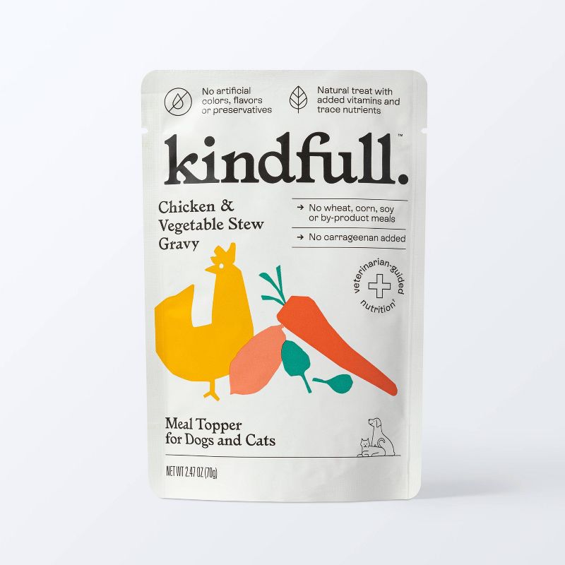 Meal Enhancer Topper Puree Wet Dog &#38; Cat Treat with Chicken and Vegetable Stew - 2.47oz - Kindfull&#8482;, 1 of 6