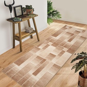 Fulvari Washable Indoor Runner Rug with Rubber Backing,Modern Geometric Patchwork Aesthetic Carpet for Bedroom,Hallway - 1 of 4