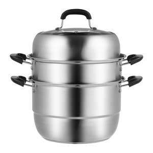 VEVOR Steamer Pot 11in/28cm, 3 Tier Steamer Pot for Cooking with 8.5QT Stock Pot, Vegetable Steamer & 2 Steaming Tray - 1 of 4