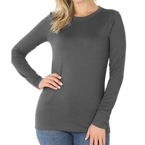 Women's Back To Basic Round Neck Long Sleeve - ZENANA - 1 of 1