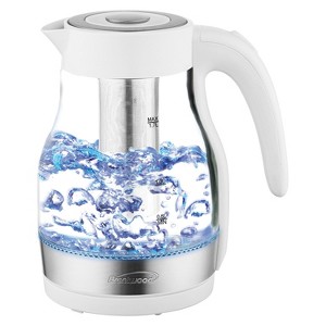 Brentwood 1.79-Qt. 1,100-Watt Cordless Glass Electric Kettle with Tea Infuser and Swivel Base - 1 of 4