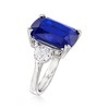 Ross-Simons 12.25 Carat Cushion-Cut Simulated Sapphire and 1.75 ct. t.w. CZ Ring in Sterling Silver - 3 of 4