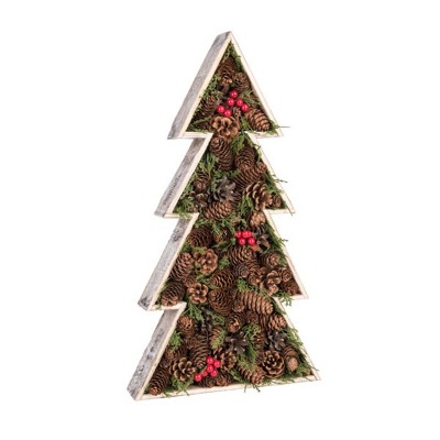 Transpac Pine 21.25 in. Multicolor Christmas Box Floral Tree Decor