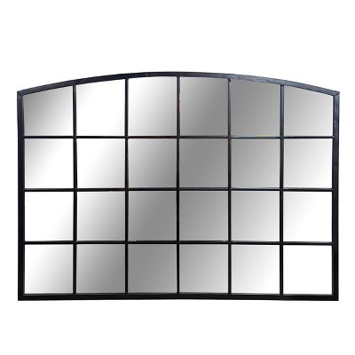 VIP Metal 48 in. Black Arched Top Grid Mirror
