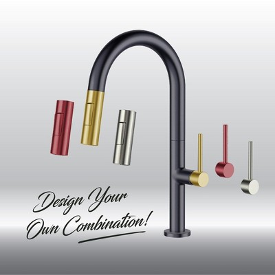 Chrome and Satin Brass Pull Down Single Handle Kitchen Faucet