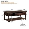47" Farmhouse Coffee Table with Drawer,Rolling Lockable Wheels & Storage Shelf for Living Room-Baofuwish - 4 of 4