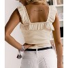 Imily Bela Women's Square Neck Knitted Camisole with Ruffle Strap Cute Sleeveless Blouse - 3 of 4
