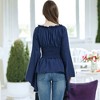 Anna-Kaci Women's Long Sleeve Off Shoulder Gatehred Detail Peplum Boho Top- Small/Medium ,Navy - 4 of 4