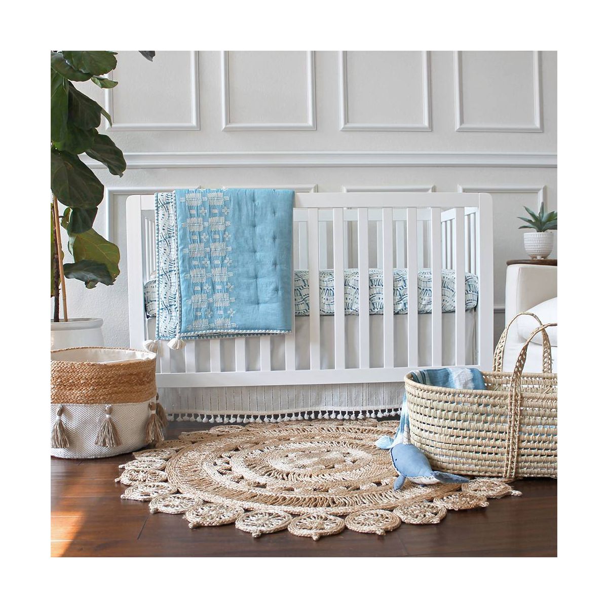 Crane Baby Cotton Tassel Boho Crib Skirt - Off-White - thumbnail 6