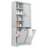 Ridstar 68 in. H Flip-out Laundry Basket Bathroom Storage Cabinet with Multiple Storage Spaces, Drawers & Doors-Gray - 2 of 4