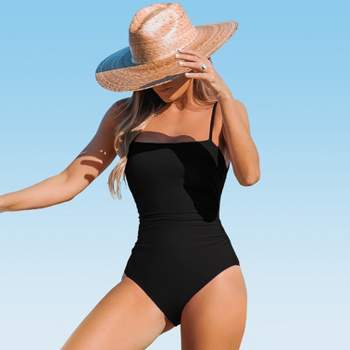 Women's Shirred Strappy Cutout One Piece Swimsuit - Cupshe