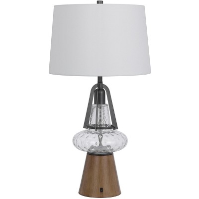 Cal Lighting 100W led Marietta metal/glass table lamp with 2W led night light