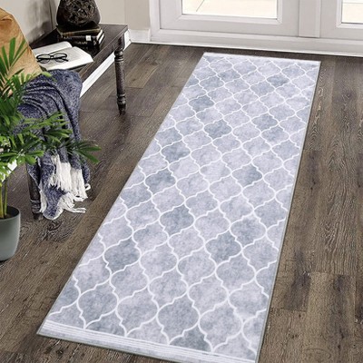 Machine Washable Runner Rug 2x6 Hallway Rug Vintage Trellis Entryway Runners Ultra-Thin Low Pile Floor Mat Non-Slip Throw Rugs Kitchen Runner