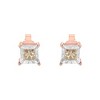 Haus of Brilliance 14K Rose Gold Plated Silver 1/2 Cttw Princess Diamond Solitaire Stud Earrings - 3 of 4