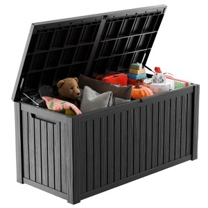 Naysaye Deck Boxes, 180 Gal Outdoor Storage Deck Box, Small Patio Storage Bin for Garden Tools, Black, 61.02"*28.39"*29.17" - 1 of 4