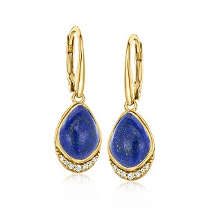 Ross-Simons Lapis and .10 ct. t.w. White Topaz Drop Earrings in 18kt Gold Over Sterling - 1 of 3