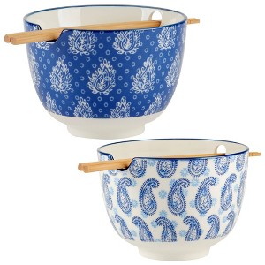 Certified International Set of 2 26oz Carnival Ramen Bowls Blue - 1 of 4