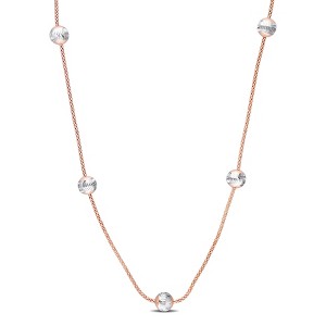 EVERLY JEWELRY | Silver Necklace with White Ball Station Chain – Multiple Metal color Options - 1 of 4