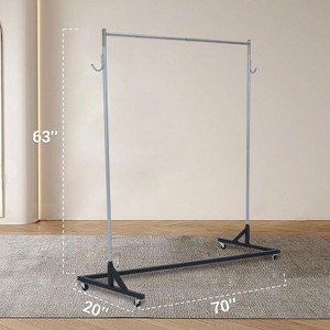 220 LBS Portable Rolling Clothes Rack, Heavy Duty Garment Rack with Nesting Base, 59'' Length Commercial Clothing Rack with 360° Wheels for Bedroom - 1 of 4