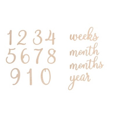 Pearhead Wooden Baby Milestone Numbers and Words Photo Props