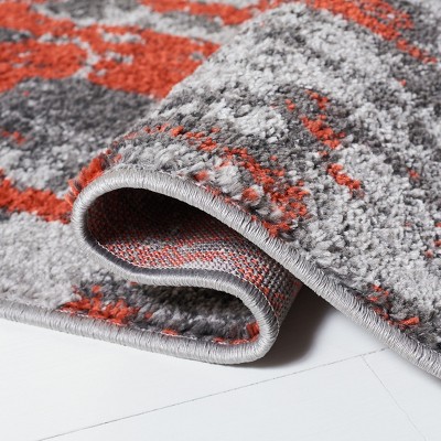 Adirondack Orange and Grey Synthetic Runner Rug, 2'-6" x 12'